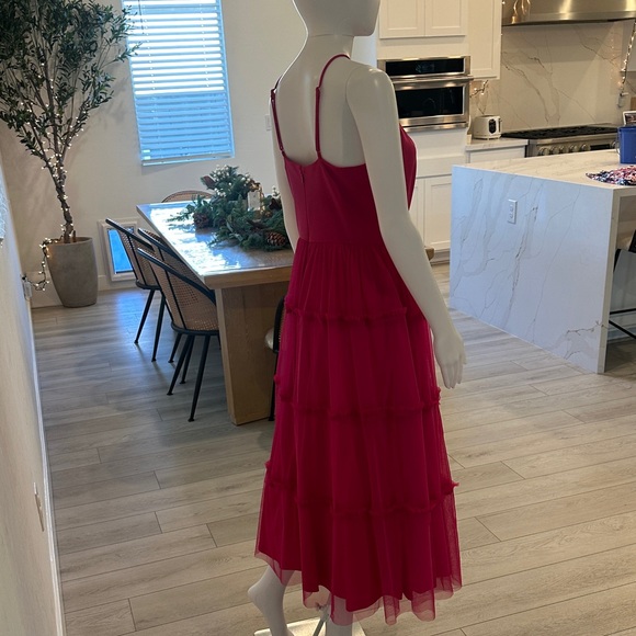 Adrianna Papell Vibrant Pink Tiered Midi Dress - Picture 7 of 9